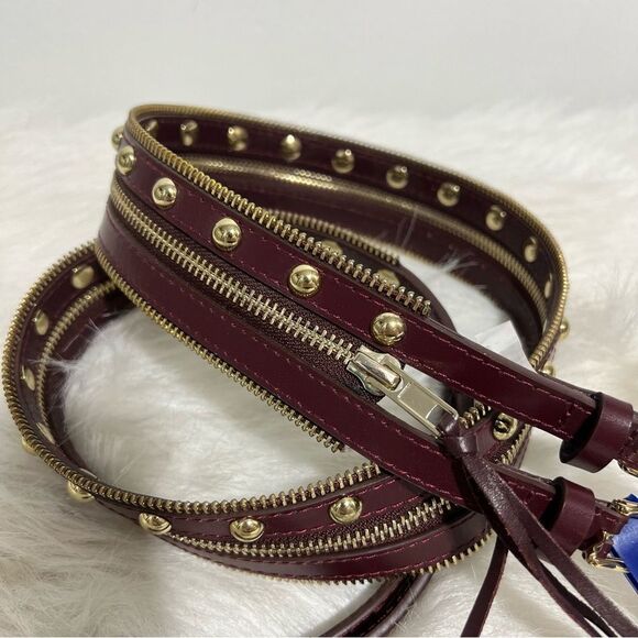 NWOT Rebecca‎ Minkoff Burgundy Burgundy Gold Studded Leather 2 Way Belt -- L main image 7